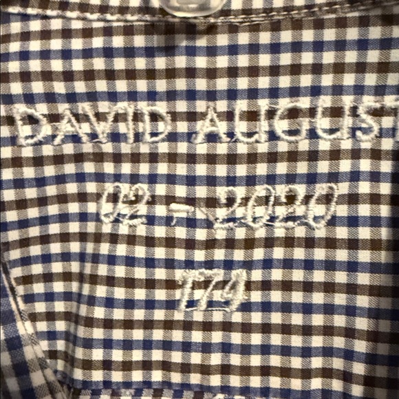 David August Men's Blue Checkered Button Down  Shirt - Picture 7 of 9